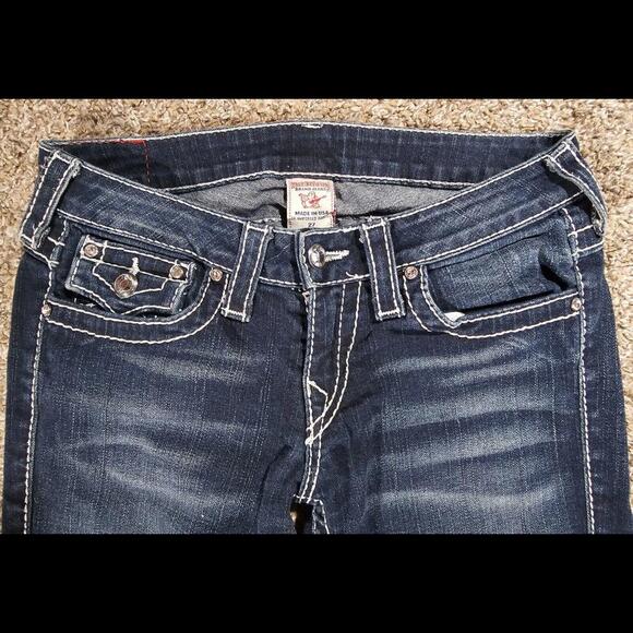 True Religion 27x30 Jeans Disco Joey Big T Flaps Flare - Picture 2 of 10